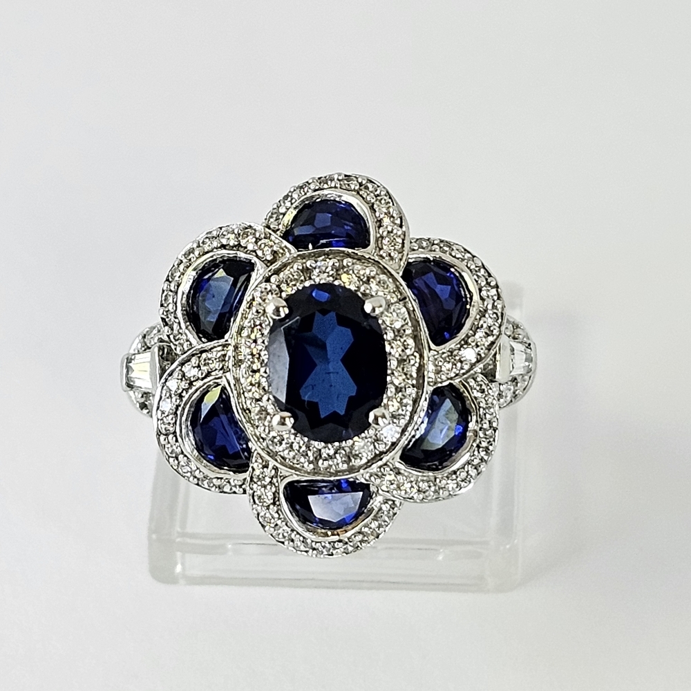 Rare Victoria Wieck Lab-Created Blue Sapphire & Diamonique Sterling Silver Sz 8 - Picture 6 of 8